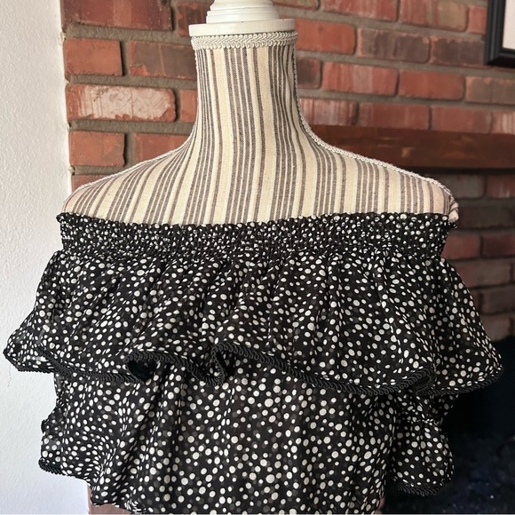 MISA Los Angeles Estefania Off-Shoulder Polka Dot Midi Dress in Black Sz XS - Picture 6 of 12